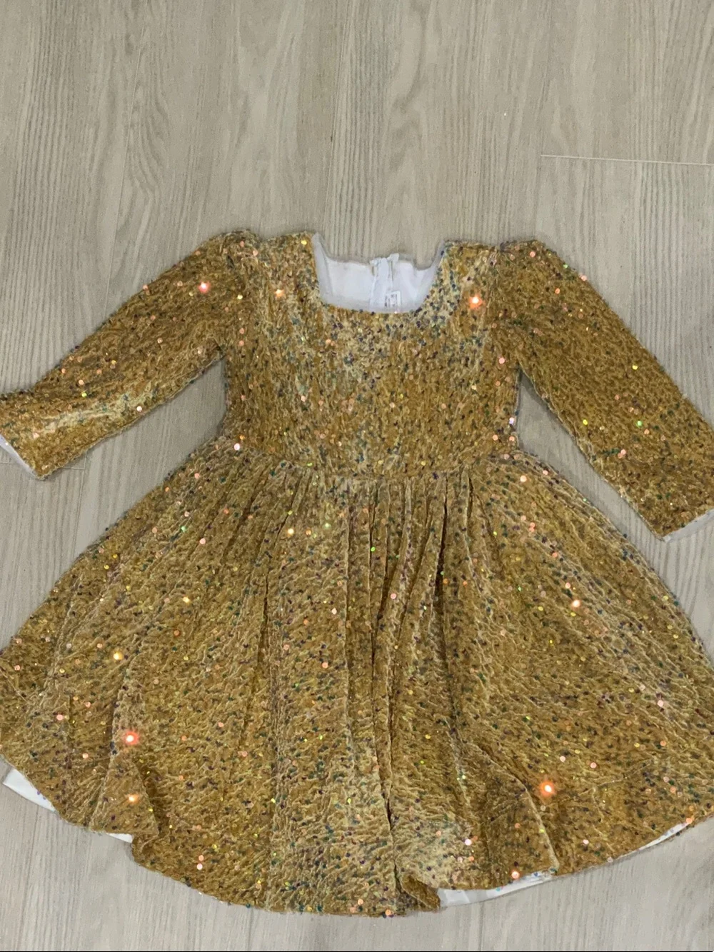 Mia Belle Girls Sparkley Gold Sequin Girls' Padgeant Dress